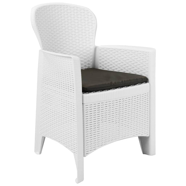 vidaXL 5-piece Garden Dining Set Plastic Rattan White