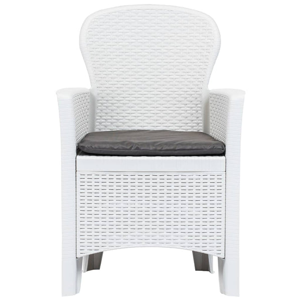 vidaXL 5-piece Garden Dining Set Plastic Rattan White