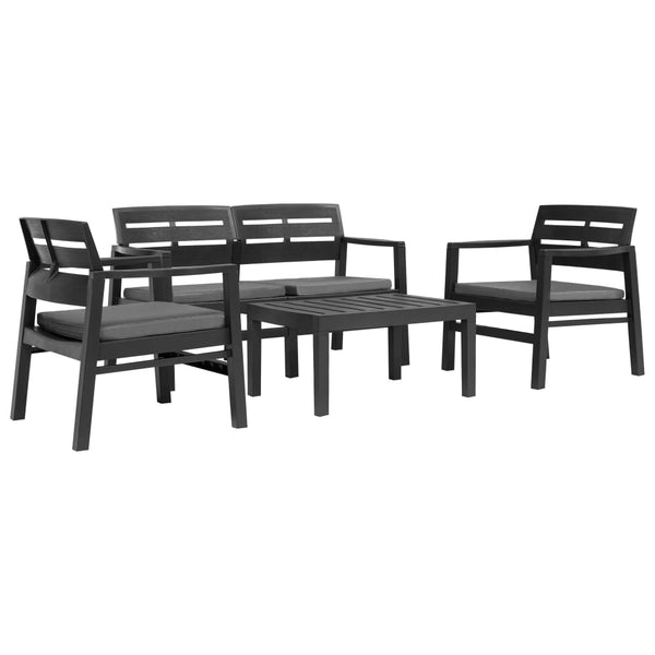 vidaXL 4-Piece Garden Lounge Set Anthracite Plastic