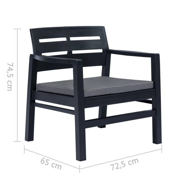 vidaXL 4-Piece Garden Lounge Set Anthracite Plastic