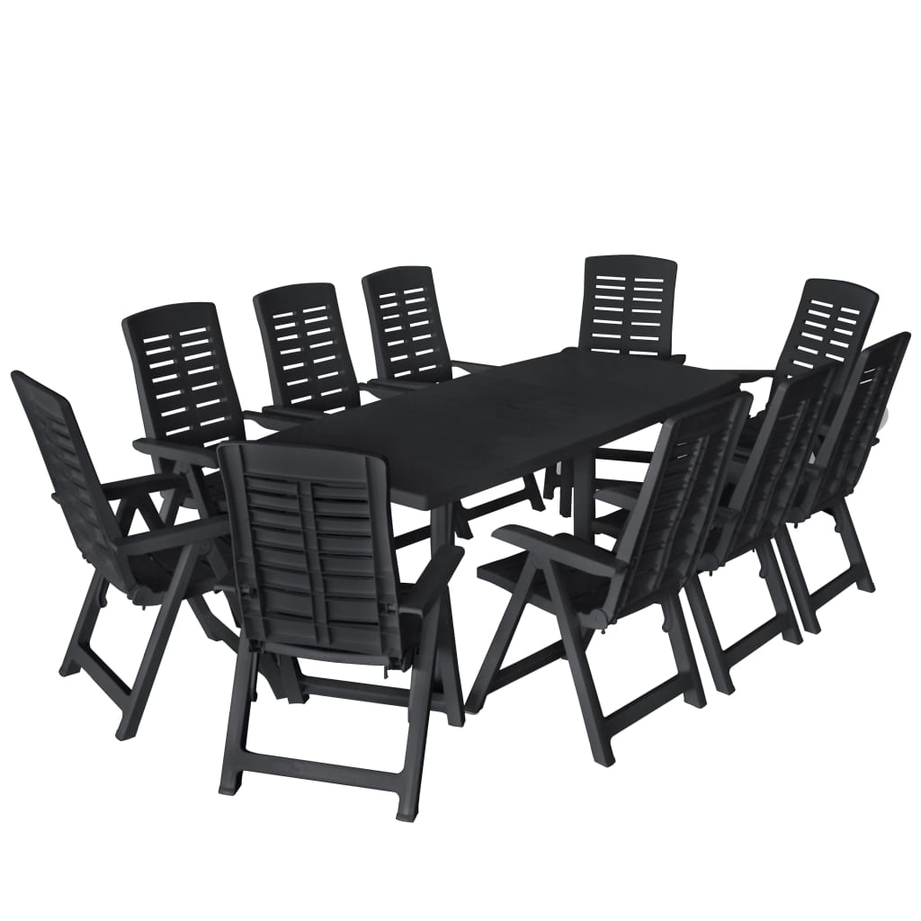 vidaXL 11-piece Outdoor Dining Set Plastic Anthracite