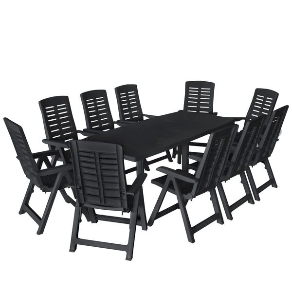 vidaXL 11-piece Outdoor Dining Set Plastic Anthracite