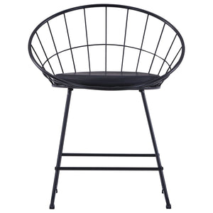 vidaXL Dining Chairs 2 pcs Black Faux Leather Steel