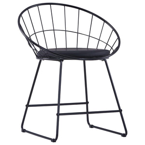 vidaXL Dining Chairs 2 pcs Black Faux Leather Steel