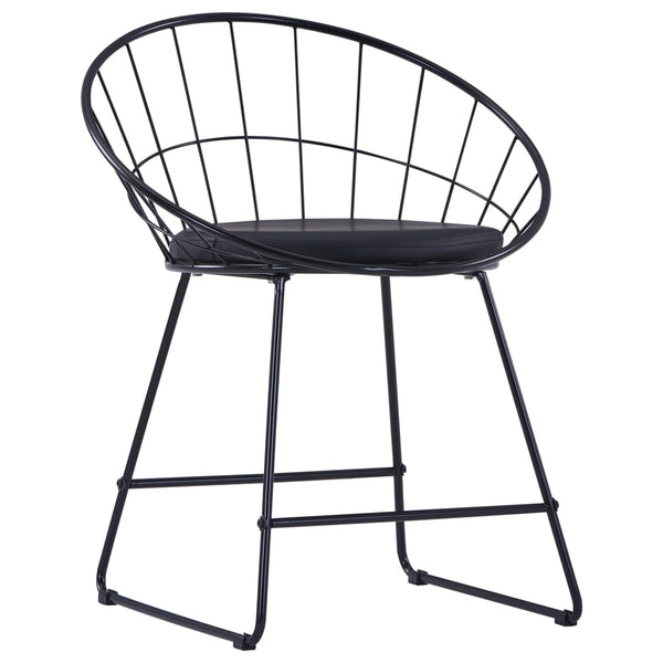 vidaXL Dining Chairs 2 pcs Black Faux Leather Steel