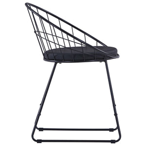 vidaXL Dining Chairs 2 pcs Black Faux Leather Steel