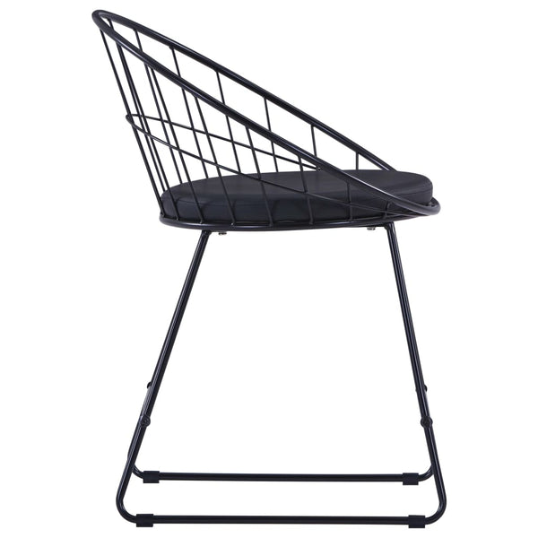 vidaXL Dining Chairs 2 pcs Black Faux Leather Steel