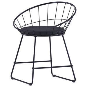 vidaXL Dining Chairs 2 pcs Black Faux Leather Steel