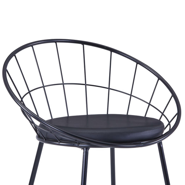 vidaXL Dining Chairs 2 pcs Black Faux Leather Steel