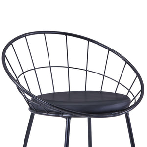 vidaXL Dining Chairs 2 pcs Black Faux Leather Steel