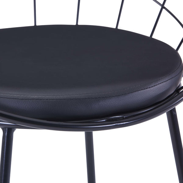 vidaXL Dining Chairs 2 pcs Black Faux Leather Steel
