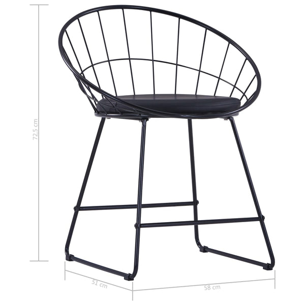 vidaXL Dining Chairs 2 pcs Black Faux Leather Steel