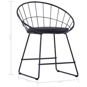 vidaXL Dining Chairs 2 pcs Black Faux Leather Steel