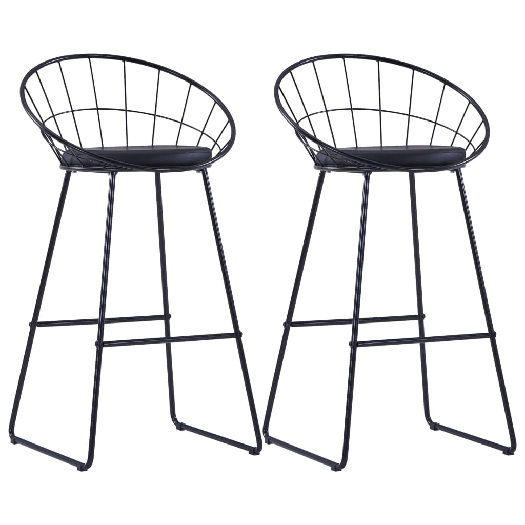 vidaXL Bar Stools 2 pcs Black Faux Leather