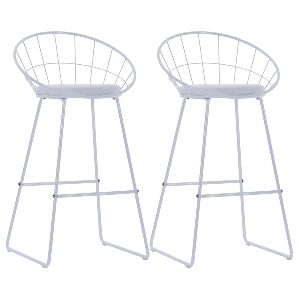vidaXL Bar Stools 2 pcs White Faux Leather
