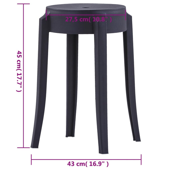 vidaXL Stackable Stools 4 pcs. Black Plastic