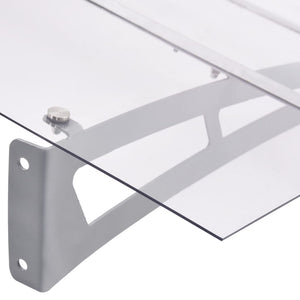 vidaXL Door Awning Silver and Transparent 120x90 cm Polycarbonate