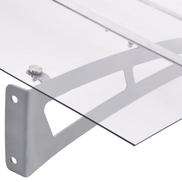 vidaXL Door Awning Silver and Transparent 120x90 cm Polycarbonate
