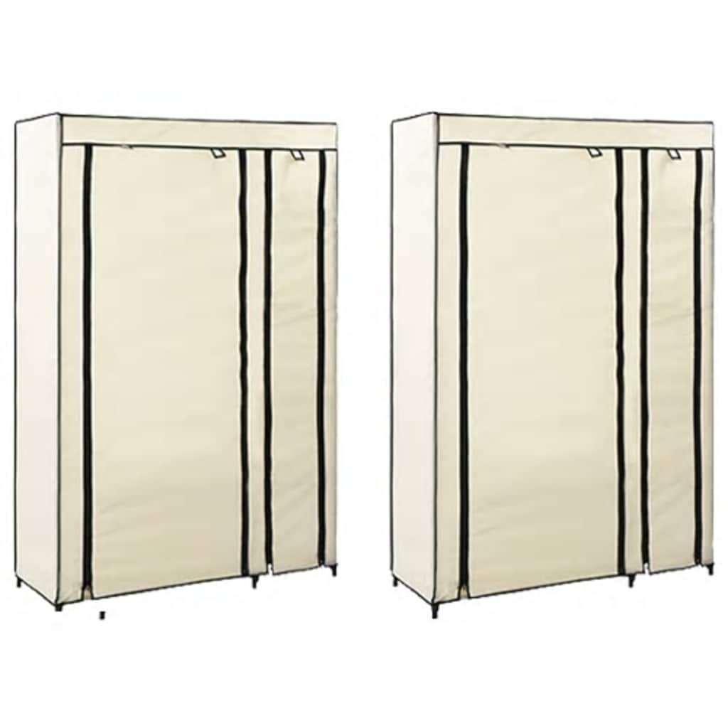 vidaXL Foldable Wardrobes 2 pcs Cream 110x45x175 cm Fabric