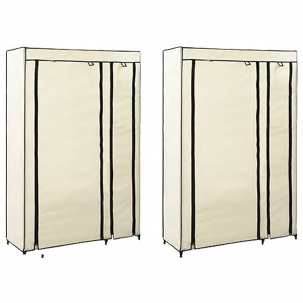 vidaXL Foldable Wardrobes 2 pcs Cream 110x45x175 cm Fabric