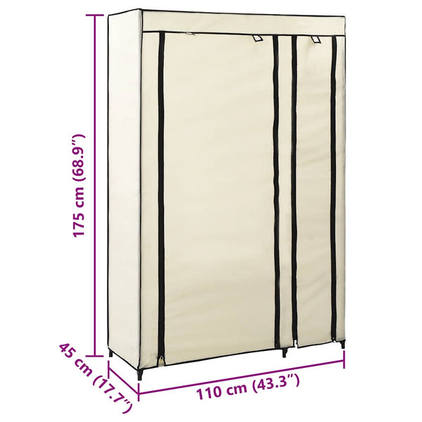 vidaXL Foldable Wardrobes 2 pcs Cream 110x45x175 cm Fabric