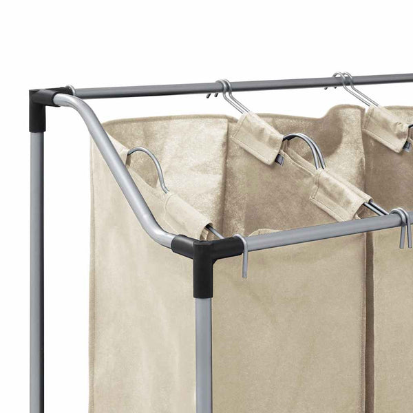 vidaXL Laundry Basket with 3 Bags Cream Steel