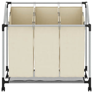vidaXL Laundry Basket with 3 Bags Cream Steel