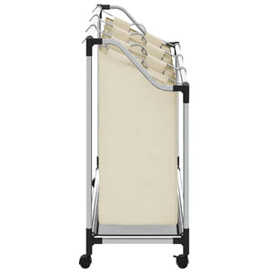 vidaXL Laundry Basket with 3 Bags Cream Steel