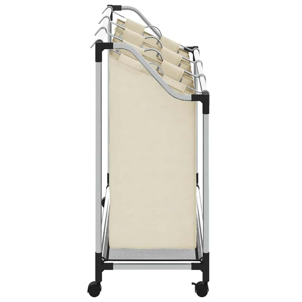 vidaXL Laundry Basket with 3 Bags Cream Steel