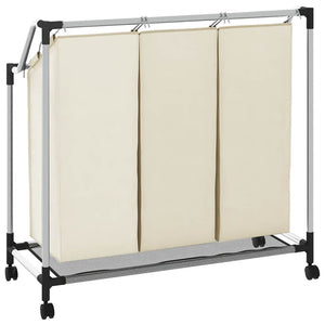 vidaXL Laundry Basket with 3 Bags Cream Steel