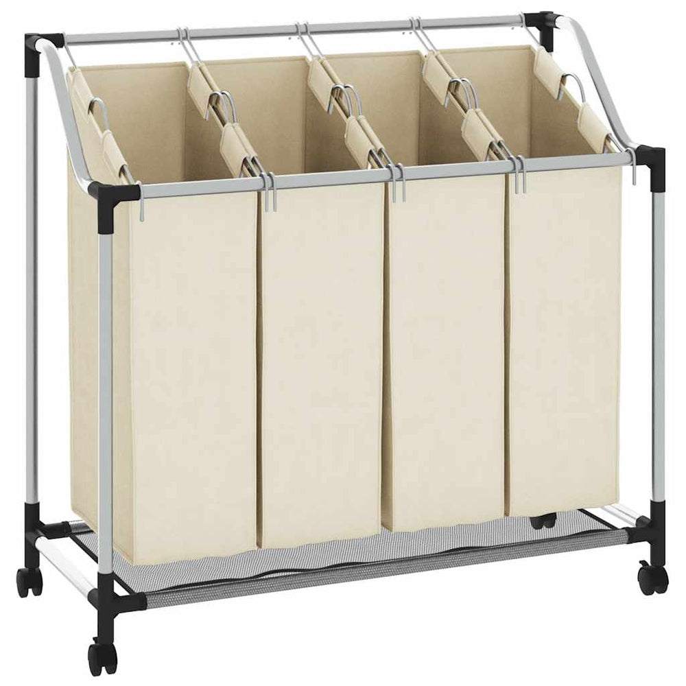 vidaXL Laundry Basket with 4 Bags Cream Steel