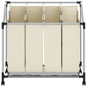 vidaXL Laundry Basket with 4 Bags Cream Steel