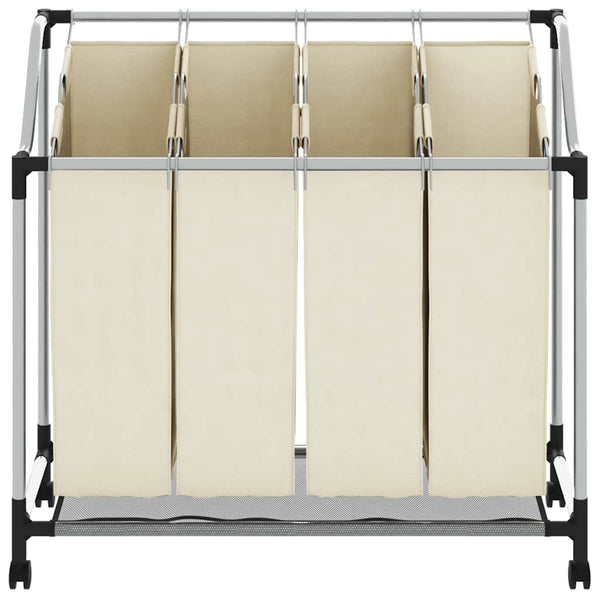 vidaXL Laundry Basket with 4 Bags Cream Steel