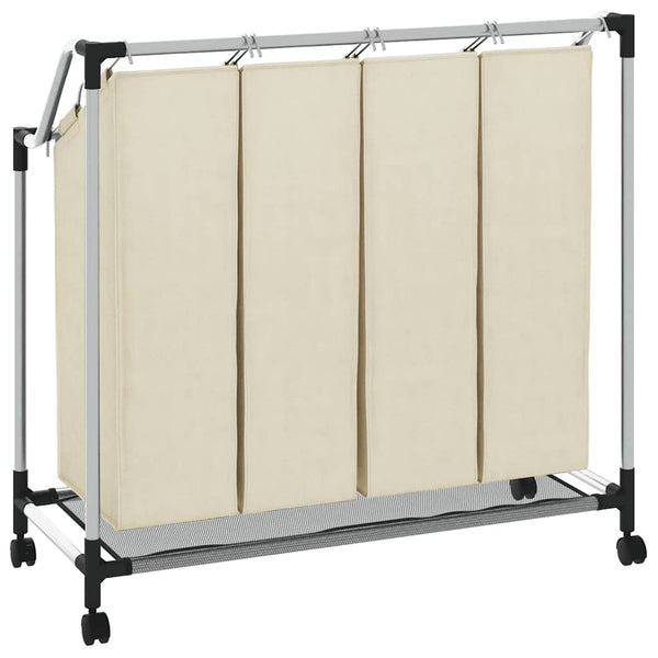 vidaXL Laundry Basket with 4 Bags Cream Steel