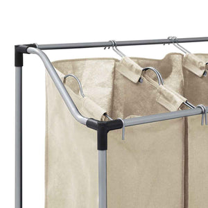 vidaXL Laundry Basket with 4 Bags Cream Steel