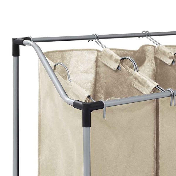 vidaXL Laundry Basket with 4 Bags Cream Steel