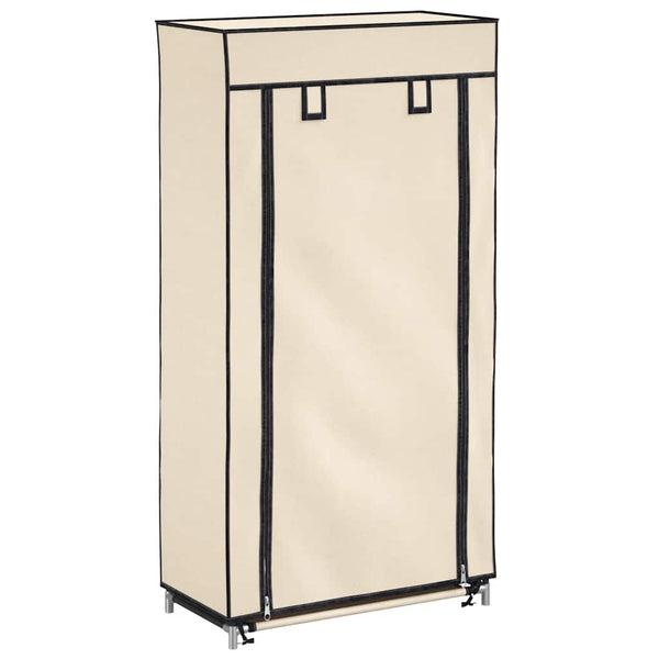 vidaXL Shoe Cabinet with Cover Cream 58 x 28 x 106 cm Fabric