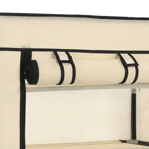 vidaXL Shoe Cabinet with Cover Cream 58 x 28 x 106 cm Fabric