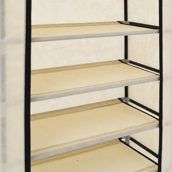 vidaXL Shoe Cabinet with Cover Cream 58 x 28 x 106 cm Fabric