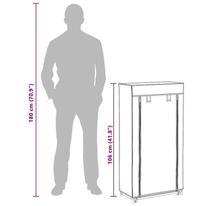 vidaXL Shoe Cabinet with Cover Cream 58 x 28 x 106 cm Fabric