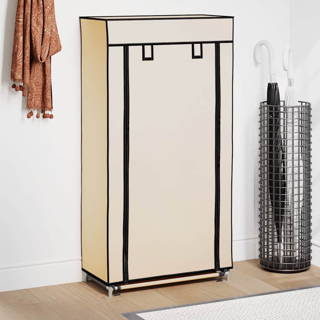 vidaXL Shoe Cabinet with Cover Cream 58 x 28 x 106 cm Fabric
