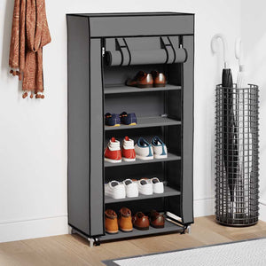 vidaXL Shoe Cabinet with Cover Grey 58 x 28 x 106 cm Fabric