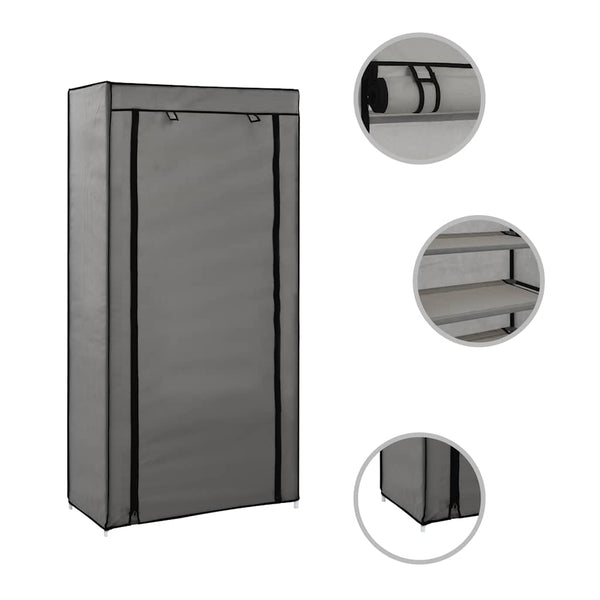 vidaXL Shoe Cabinet with Cover Grey 58 x 28 x 106 cm Fabric