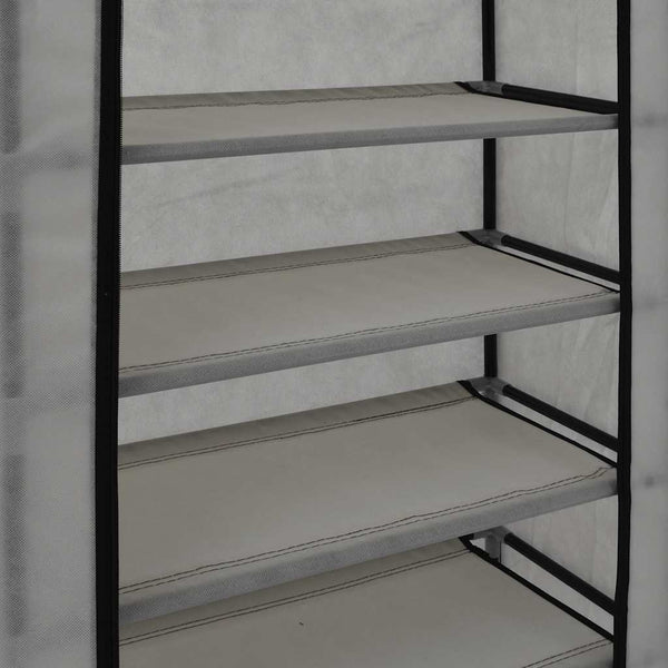 vidaXL Shoe Cabinet with Cover Grey 58 x 28 x 106 cm Fabric