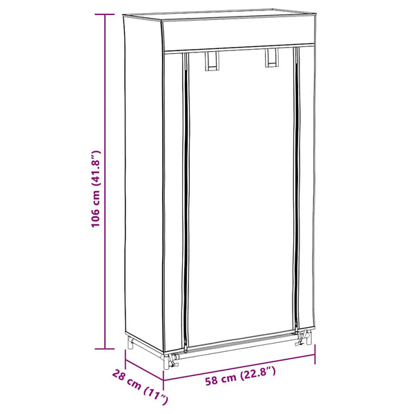 vidaXL Shoe Cabinet with Cover Grey 58 x 28 x 106 cm Fabric