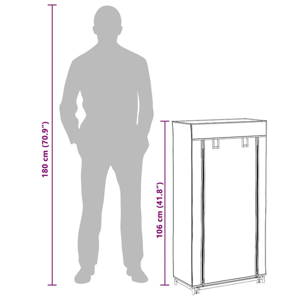 vidaXL Shoe Cabinet with Cover Grey 58 x 28 x 106 cm Fabric
