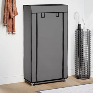 vidaXL Shoe Cabinet with Cover Grey 58 x 28 x 106 cm Fabric