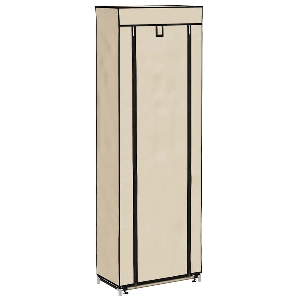 vidaXL Shoe Cabinet with Cover Cream 57 x 29 x 162 cm Fabric