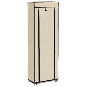 vidaXL Shoe Cabinet with Cover Cream 57 x 29 x 162 cm Fabric