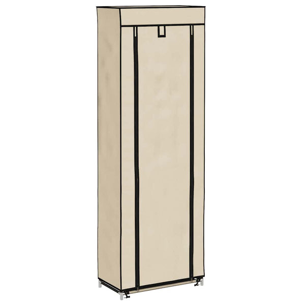 vidaXL Shoe Cabinet with Cover Cream 57 x 29 x 162 cm Fabric